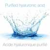 Water splashing with the text 'purified hyaluronic acid'