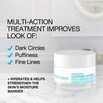 Hydro Boost+ Caffeine + Hyaluronic Acid Eye Gel Cream jar with text 'multi-action treatment improves look of dark circles, puffiness, fine lines'