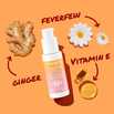 Neutrogena® Invisible Daily Defense Face Serum Sunscreen SPF 50+, pump bottle with ginger, Vitamin E and Feverfew ingredients.