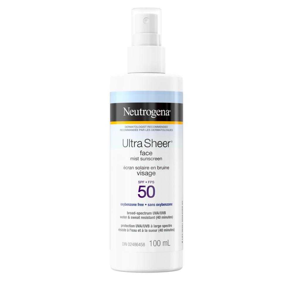 Neutrogena's Ultra Sheer Face Mist Sunscreen Bottle with SPF 50