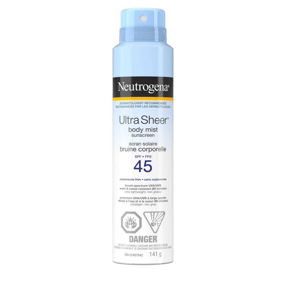 Neutrogena Ultra Sheer Body Mist Sun Protection Spray, 45 SPF, 141g