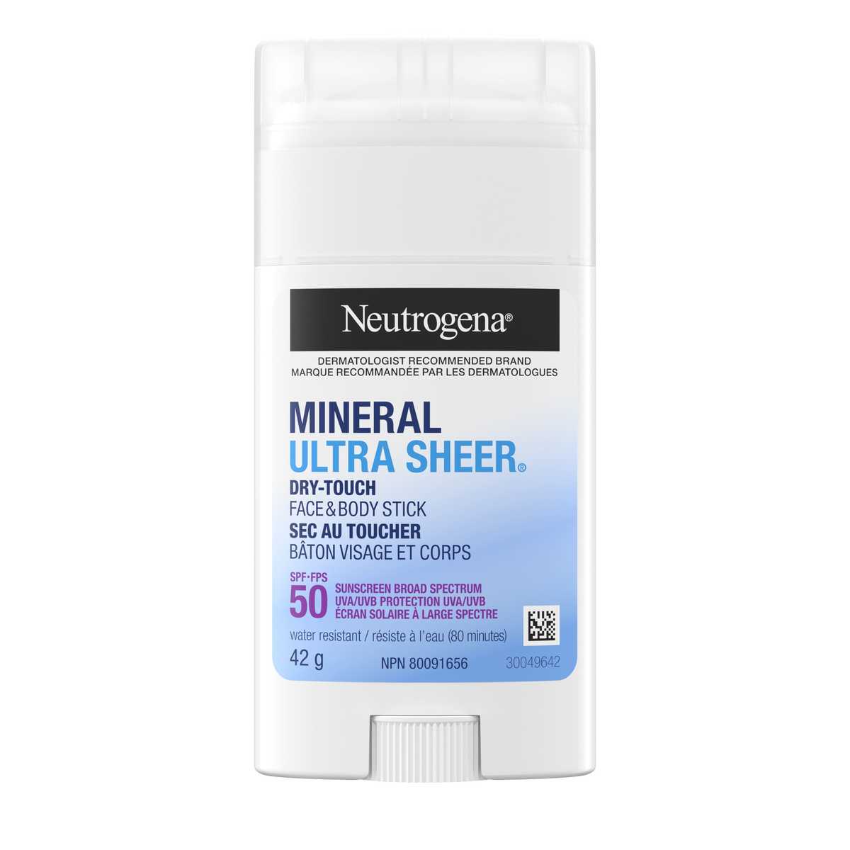 Neutrogena Mineral Ultra Sheer Dry-Touch Face & Body Stick Sunscreen with SPF 50, 42g