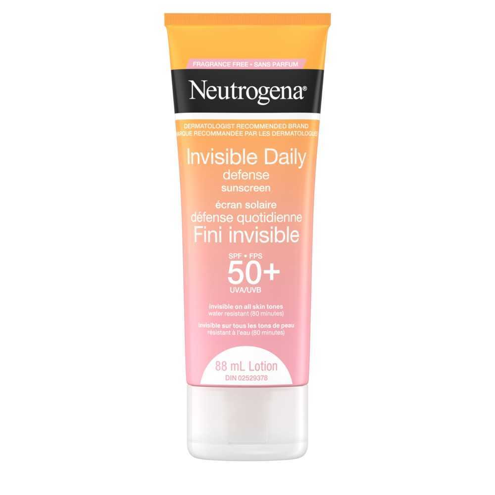 NEUTROGENA® Invisible Daily Defense Fragrance Free Sunscreen Lotion SPF 50+, squeeze tube, 88mL