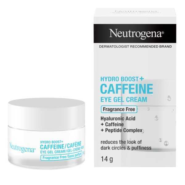A jar of NEUTROGENA® Hydro Boost+ Caffeine Eye Gel Cream, 14g