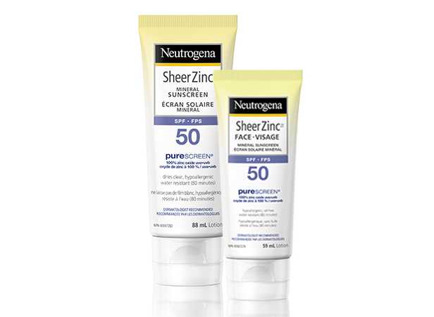 NEUTROGENA® Sheer ZincTM Mineral Sunscreens & Face Sunscreens in SPF 50