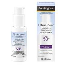 Neutrogena Ultra Sheer Moisturizing Face Serum Sunscreen bottle with SPF 50 in 50mL